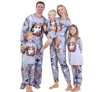 Halloween Family Matching Sleepwear Long Sleeve Tops + Pants Set for Mom Dad Baby & Children Grey