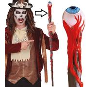 Halloween Fancy Dress 2 Piece Eyeball Cane 90cm Voodoo Witch Doctor Cane fg