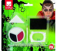 Kids Halloween Vampire Facepaint Kit 3 Colours Fangs Stipple Sponge & Brush