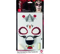 Halloween Fancy Dress Day of the Dead Tattoo Make Up Set Red by Smiffys