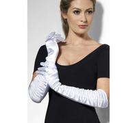 Halloween Fancy Dress Gloves Temptress Adults White Long Satin Gloves