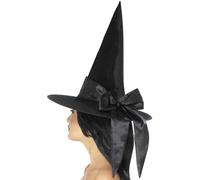 Tall Black Pointed Curly Witches Hat Halloween Fancy Dress Costume Accessory