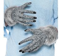Grey Pcv Werewolf Furry Hands. - werewolf hands halloween fancy dress accessory new gloves adult
