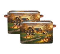 Halloween Farm Castle Foldable Storage Baskets for Shelves Closet