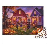 Halloween Farm Jigsaw Puzzles 1000Pc Recycled Material Jack-o'-lantern Puzzles for Elderly Puzzle Game Props Interesting Family Game Props for Adults 38x26cm/1000pcs