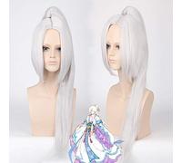 Halloween Fashion Christmas Party Dress Up Wig 80 cm Tiger Clip Horsetail Silver White Ancient Costume Single Horsetail Earthwork Years Three Natural History White Moon Colour: 037-2 (Silver White)