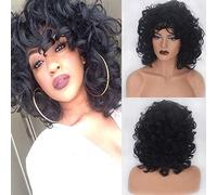 Halloween Fashion Christmas Party Dress Up Wig Afro Wig Headgear Black Short Curly Hair Bangs Short Curly Hair Curly Rose Net