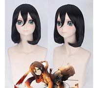 Halloween Fashion Christmas Party Dress Up Wig Attacking Giant Adult Mikasa Ackerman Black Bob Head Universal Cos Wig