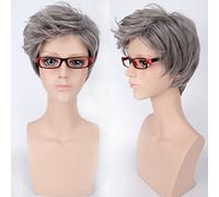 Halloween Fashion Christmas Party Dress Up Wig Bath Grey Gay Men's Harajuku Tail Gradient Daily Granny Grey Fashion Cos Wig