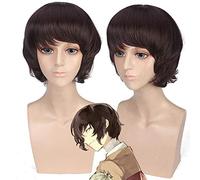 Halloween Fashion Christmas Party Dress Up Wig Bungou Stray Dog Natural Curly Short Hair Dark Brown Fake Hair Osamu Dazai Cos Wig