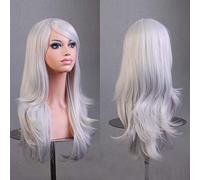 Halloween Fashion Christmas Party Dress Up Wig Cos Anime Wig 70Cm Long Curly Hair Cosplay Color Stage Headgear Color: Silver White K048-3