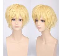 Halloween Fashion Christmas Party Dress Up Wig Cos Wig Juvenile Anti-Curled Short Hair Color Universal Men'S Wig Cosplay Anime Wig Color:Pl-002-14#Golden Yellow