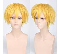 Halloween Fashion Christmas Party Dress Up Wig Cos Wig Juvenile Reverse Warped Short Hair Color Universal Men'S Wig Cosplay Anime Wig Color:Pl-002-21#Very Yellow