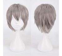 Halloween Fashion Christmas Party Dress Up Wig Cosplay Anime Wig Universal Color Harajuku Anti-Curled Men'S Short Hair Anti-Curled Style Color: K049-3 Gray