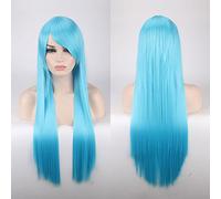 Halloween Fashion Christmas Party Dress Up Wig Cosplay Wig Color Anime Wig Long Hair Style Hood 80Cm Straight Hair Color: 80Cm Sky Blue K026-24