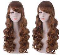 Halloween Fashion Christmas Party Dress Up Wig -Medium Long Curly Hair Light Brown Cosplay Wig