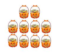 Halloween Favor Bags | Transparent Pumpkin Goodie Bags with Handles - Resealable Pouch for Snack Storage Treat Supplies Decoration Classroom Holiday