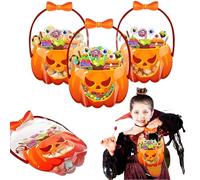 Halloween Favor Bags Transparent Pumpkin Sealed Pouches, Halloween Treat Bags With Handles Reusable, Candy Treat Bags For Holiday Party Candy Gift Supplies Decoration(30pcs)