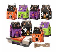 Halloween Favor Boxes, Cute Castle House Cookie Container, 12 Piece Set