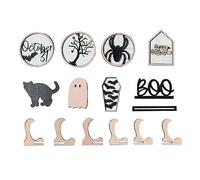 Halloween Fear Tiered Tray Decoration Set Cartoon Print Party Scary Display Festive Seasonal Ornament (Beige, One Size)