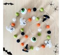 Halloween Felt Garlands Ghost Halloweens Garland Felts Balls Decorations fall Pom Pom Garlands Hallo ween Banner Indoor Holiday Felts Halloween Garland for Thanksgiving Fall Home Decor