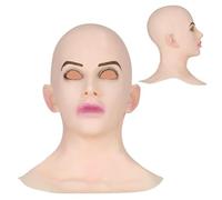 Halloween Female Masque - Latex Full Head Masquerade, Realistic Bald Face Cover Costume | Horror Party Accessory, Novelty Cosplay, For Adult Halloween Party Use