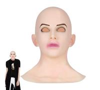 Halloween Female Masque | Masquerade Bald Masque for Women - Halloween Face Cover Visible Latex Headgear Head Cover Novelty Costume Party Prop