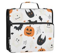 Halloween Festival Seamless Pattern 1.5-Inch 3-Rings Organizer Binder with Handle Easy to Carry Document Organizer Bag for Middle Student