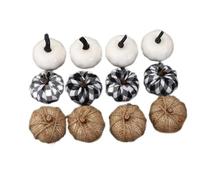 Halloween Festive Desktop Ornament Fall Mix - 12 Pack Pumpkins for Outdoor Halloween and Thanksgiving Display | Durable Autumn Simulation (White, 8X7CM)