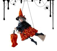 Halloween Figure | Flying Witch On Broom Decor Indoor Outdoor Plush Yard Prop Vintage Witchs Themes | Holiday Party Scene Decoration for Garden Lawn Haunted House Women Men Kids