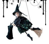 Halloween Figure | Flying Witch On Broom Decor Indoor Outdoor Plush Yard Prop Vintage Witchs Themes | Holiday Party Scene Decoration for Garden Lawn Haunted House Women Men Kids