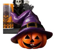 Halloween Figures - Witch Pumpkin Resin Statues, Fall Table Accents | Holiday Center Piece Decorative Figures, Interior Shelf Decor D