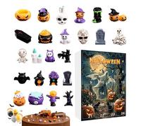 Halloween Figurine, 24 Days Holiday Countdown with Creepy Resin Statues, Spooky Home Party Decor, Collectible Decorations for Shelf, Fireplace, Desktop, Windowsill, 26x18x2.5cm