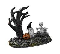 Halloween Figurine Statue, Skull Pumpkin Crow, Resin Decoration for Table Mantle Fireplace Bookshelf Bedroom Desk Tree Display Tombstone Ornament Spooky Decor Haunted House Scene Creepy Accent