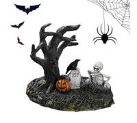Halloween Figurines and Statues - Tree Skull Pumpkin Crow Tombstone Sculpture - Resin Gothic Ornaments Decor for Indoor Home Table Fireplace Mantle Bookshelf Bedroom Halloween Display