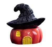 Halloween Figurines Village DIY Resin Miniature Figurines Pumpkin House Mini Halloween Crafts Decor Black Bearded Cat Desktop Ornament