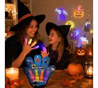 Halloween Finger Projector Lights, Halloween Party Favors Mini Colorful Spooky Pattern Finger Projector Lights,LED Light Up Fingerlampe with Elastic Band & Slide Switch for Halloween