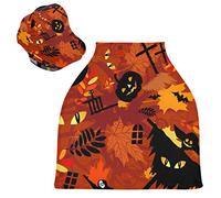 Halloween Fire Cat Baby Car Seat Cover Canopy Stretchy Nursing Covers Breathable Windproof Winter Scarf for Infant Breastfeeding Boys Girls