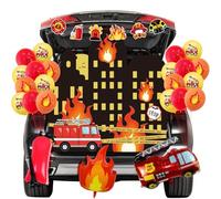 Halloween Firefighter Trunk or Treat Car Decorations Kit, Firefighter Trunk or Treat Decorations with Fire Engine Balloons Firefighter Banner for SUV Car Archway Garage Door Party Decorations
