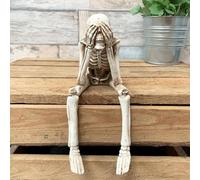 Halloween Fireplace Simulation Skull Combination,2025 Halloween Statues No-Evil Skeleton Collectible-Figurines,See No Evil Hear No Evil Speak No Evil Skeleton Statues, Horror Resin Decor