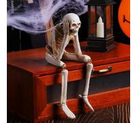 Halloween Fireplace Simulation Skull Combination,Esqueletos de Halloween,Realistic Resin Sculpture Set,See No Evil Hear No Evil Speak No Evil Skeleton Statues,Indoor Outdoor Horror Decor(DoNotListen)