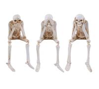 Halloween Fireplace Simulation Skull Combination, Halloween Statues No-Evil Skeleton Collectible Figurines, Skeleton Hear No Evil Speak No Evil Statues, for Home House Halloweens Party (All)