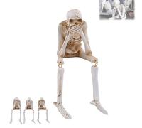Halloween Fireplace Simulation Skull Combination, Horror Skeleton Statues Resin Decor, See Speak Hear No Evil Skeleton Statues- for Home House Halloweens Party (Don't say)