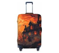 Halloween Flame Castle Ghost Travel Luggage Covers - Elasticity Suitcase Covers Protector for Luggage 18-32 Inch