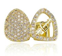 Halloween Flame Gold Teeth Grillz CZ-Studded Arrow Through Heart HipHop Tooth Jewelry Party Accessories Gift for Her