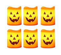 Halloween Flameless Candles, 6-Piece Gothic Home Décor, Led Ghost Candle Set, Battery-Operated Flickering Lights for Indoor Outdoor Fireplace, Haunted House, Party, Bedroom, 1.46x1.77 inches