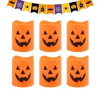 Halloween Flameless Candles - Set of 6 Ghost Flameless LED Candles, Flickering Decoration Realistic Battery Operated Warm Light | Home Outdoor Bedroom Bathroom Fireplace Haunted Indoor