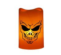 Halloween Flameless Candles with Remote and Timer Real Wax Realistic Flickering Battery Operated LED Pillars with Pumpkin Bat Patterns for Halloween Party Christmas Icicle Lights Outdoor (D, One Size)