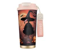Halloween Flamingo Witch Hat 316 Stainless Steel Insulated Coffee Mug Vacuum Cup With Leak Proof Lid, Keep Hot Or Cold
