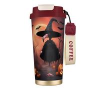 Halloween Flamingo Witch Hat 316 Stainless Steel Insulated Coffee Mug Vacuum Cup With Leak Proof Lid, Keep Hot Or Cold